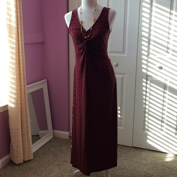 Ellen Tracey Red print-front twist knot maxi dress - Picture 1 of 12